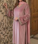 Lavender Velvet Straight Kurta set