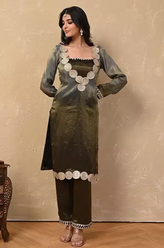 Grey-black ombre kurta set