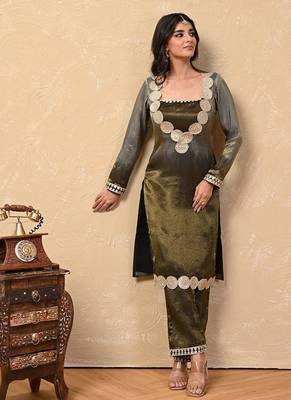 Grey-black ombre kurta set 1