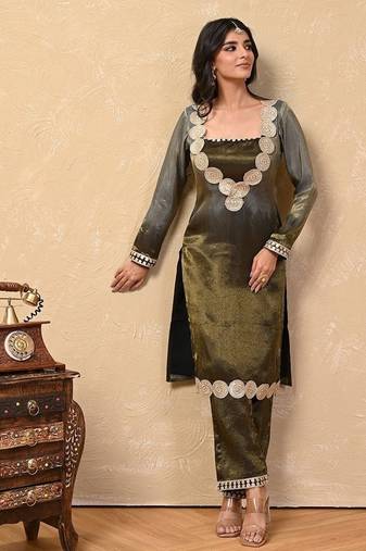 Grey-black ombre kurta set