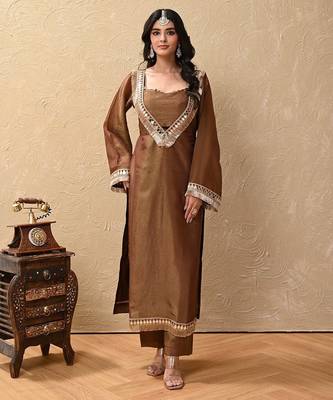 Brown cosmo aaina kurta set 1