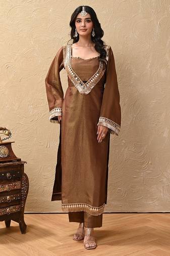 Brown cosmo aaina kurta set
