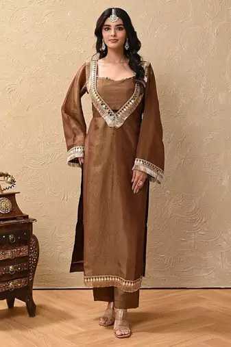 Brown cosmo aaina kurta set