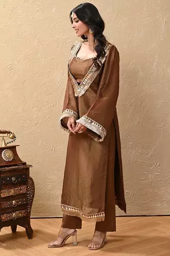 Brown cosmo aaina kurta set