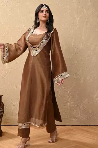 Brown cosmo aaina kurta set
