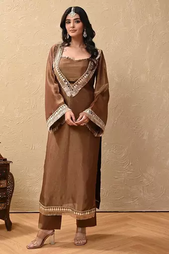 Brown cosmo aaina kurta set