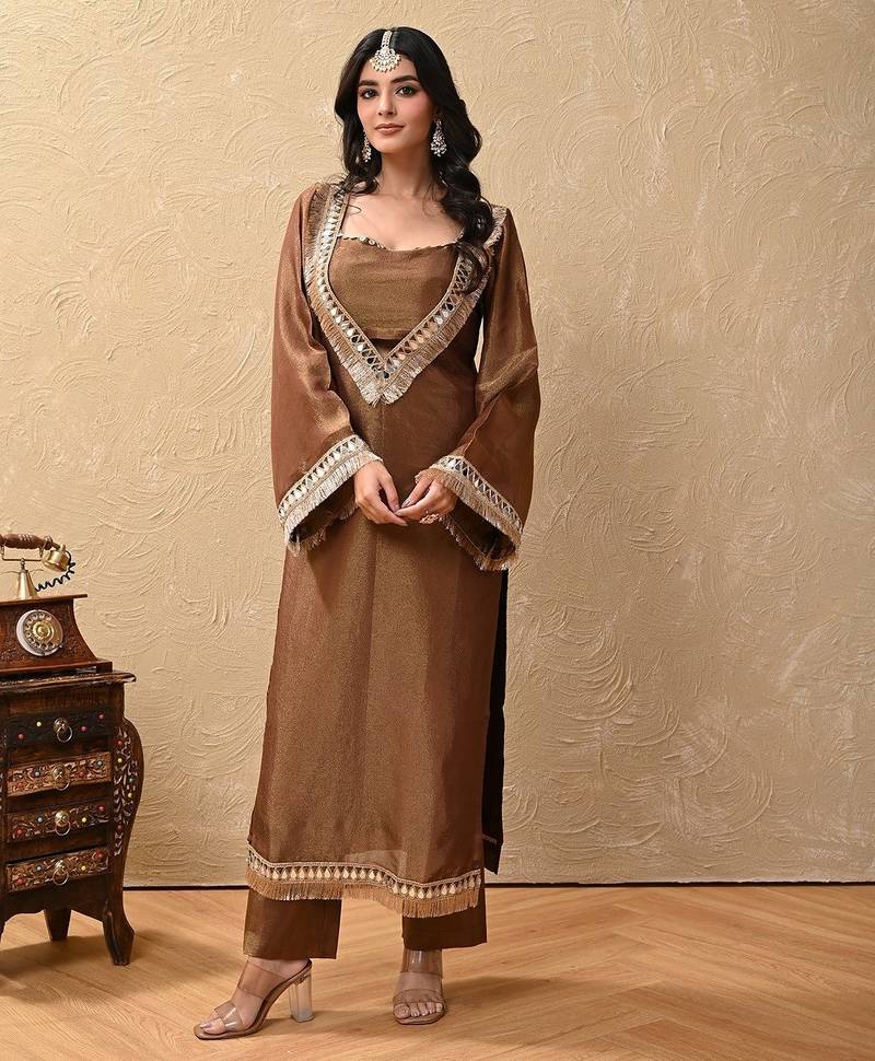 Brown cosmo aaina kurta set