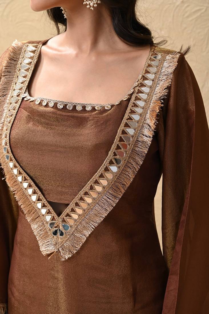 Brown cosmo aaina kurta set