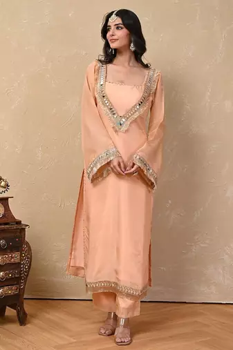 Peach cosmo aaina kurta set