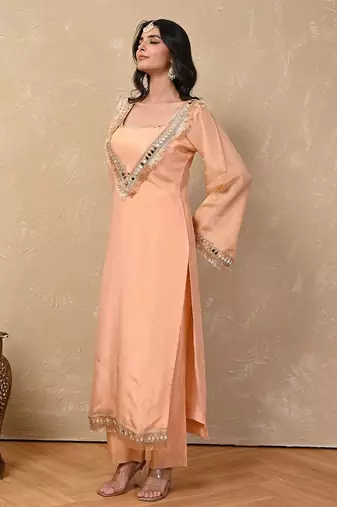 Peach cosmo aaina kurta set