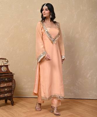 Peach cosmo aaina kurta set 3