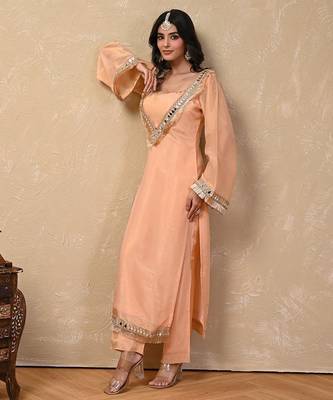 Peach cosmo aaina kurta set 4