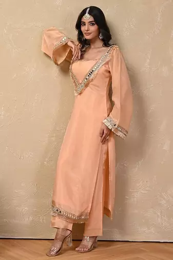 Peach cosmo aaina kurta set
