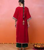 Pink velvet aaina kurta set