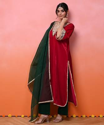 Pink velvet aaina kurta set 5