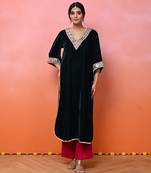 Green velvet aaina kurta set