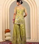 Mint green embroidered sharara set