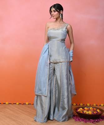 Bluish-grey cosmo one shoulder set 1