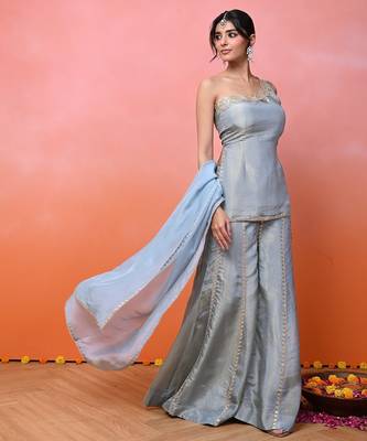 Bluish-grey cosmo one shoulder set 4