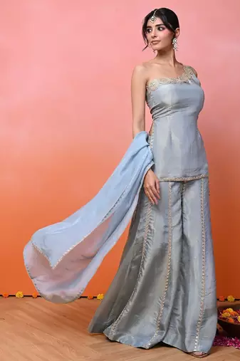 Bluish-grey cosmo one shoulder set