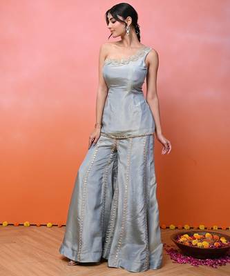 Bluish-grey cosmo one shoulder set 5