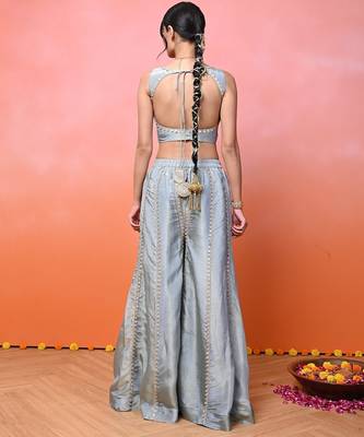 Bluish grey cosmo sharara set 2