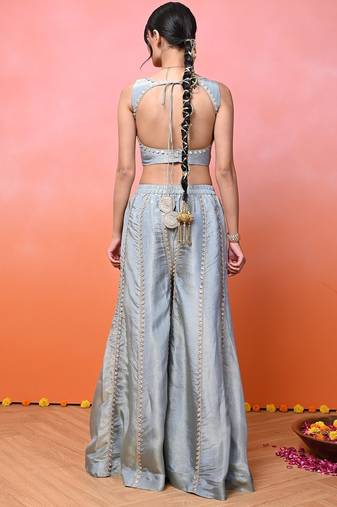 Bluish grey cosmo sharara set