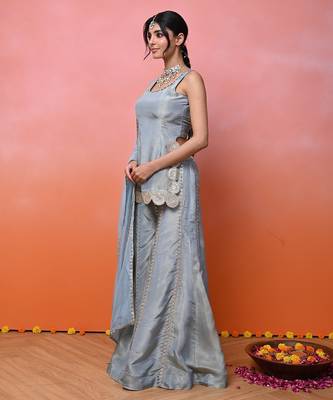 Bluish grey cosmo sharara set 4