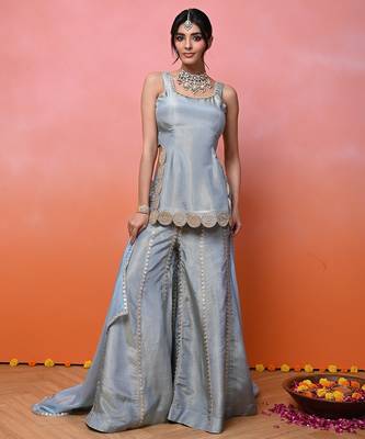 Bluish grey cosmo sharara set 5