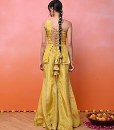 Yellow one shoulder sharara set
