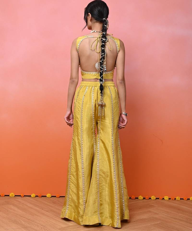 Yellow kurti sharara set