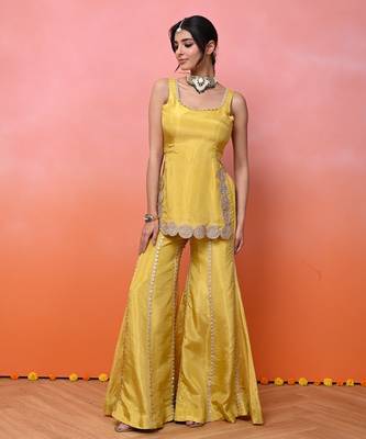 Yellow kurti sharara set 3