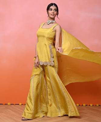 Yellow kurti sharara set 1