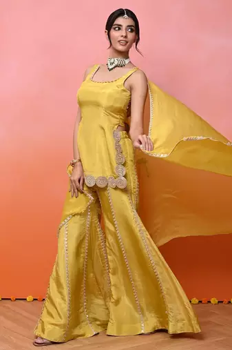 Yellow kurti sharara set