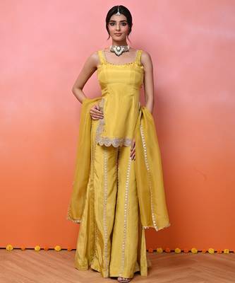Yellow kurti sharara set 4