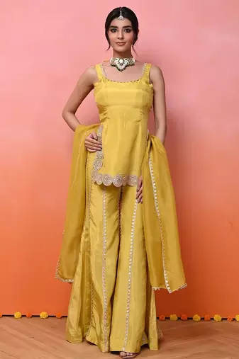 Yellow kurti sharara set