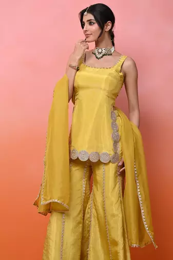 Yellow kurti sharara set