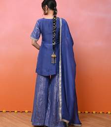 Blue organza lurex sharara set