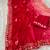 elegant red chiffon saree with heavy designer sequins & thread work and silk blend blend blouse