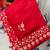elegant red chiffon saree with heavy designer sequins & thread work and silk blend blend blouse