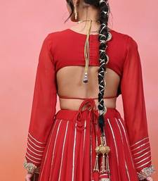 Red Georgette Gota Lehenga Set With Blouse