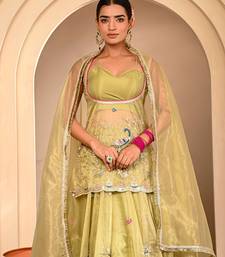Mint Green Embroidered Lehanga Set With Blouse