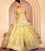 Mint Green Embroidered Lehanga Set With Blouse