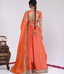 Orange Cosmo Aaina Lehenga Set With Blouse