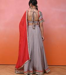 Grey Chinon Aaina Lehenga Set With Blouse
