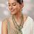 Two tone Plated kundan green stones necklace set