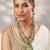 Two tone Plated kundan green stones necklace set