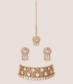 Gold Plated kundan choker necklace set