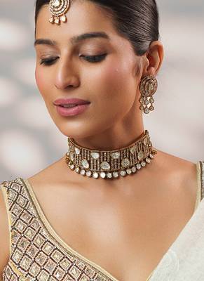 Gold Plated kundan choker necklace set 2