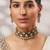 Two tone Plated kundan green stones choker necklace set